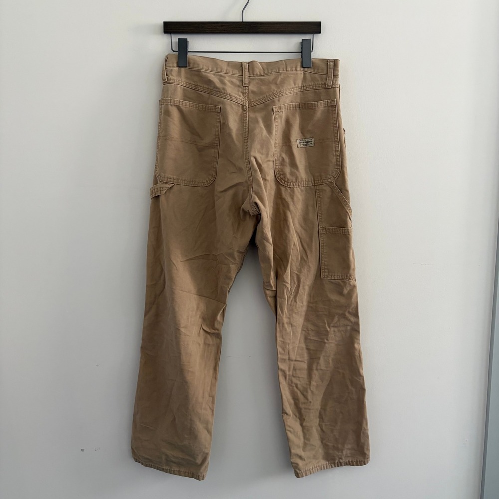 Wrangler Mens Carpenter Pants Tan Canvas Workwear 94LSWAO 32x32